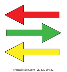 Red arrow left green arrow right yellow arrow left