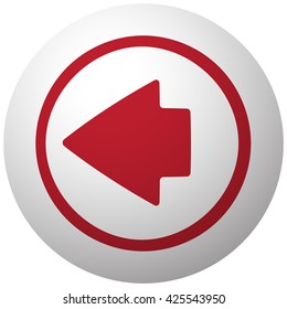 Red Arrow Left icon on white ball