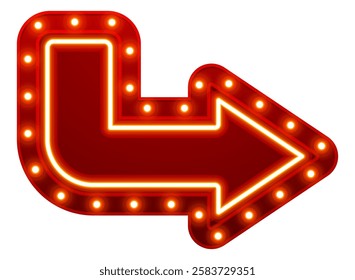 Red arrow light bulb sign