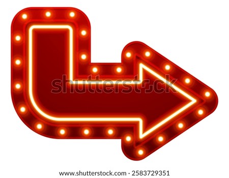 Red arrow light bulb sign