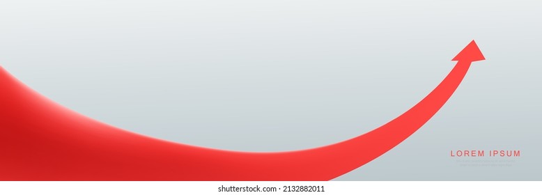 Red arrow line goes up. Arrow direction icon. Vector sign red arrow up. Abstract financial with arrow