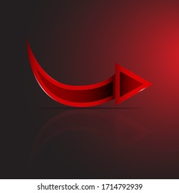 Red Arrow Logo. 3D Style Vector