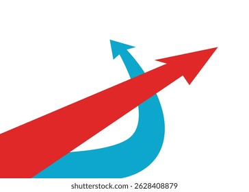 Red Arrow Moving Straight Forward, Blue Arrow Turning Away
