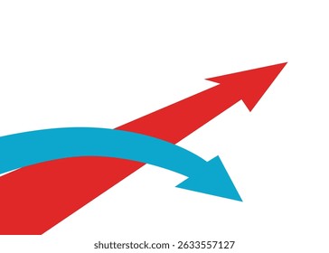 Roter Pfeil nach vorne, blauer Pfeil nach rechts