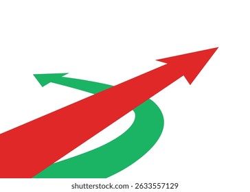 Red Arrow Moving Straight Forward, Green Arrow Turning Left Away