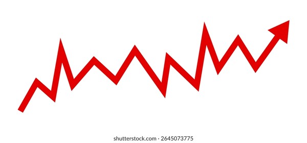 red arrow moving upward direction representing business growth financial success and stock market gains.
