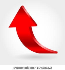 Red arrow and neutral white background. 3D illustration