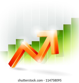 Red arrow on green bar graph