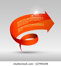 Red arrow on a white background for sample text. Vector illustration. EPS 10