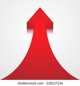 Red arrow on white background - vector illustration