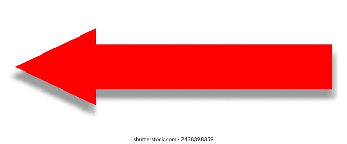 Una flecha roja sobre un fondo blanco indica la dirección del movimiento hacia la izquierda, hacia atrás. Icono de flecha, puntero, señal de tráfico. Vector EPS 10.