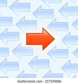 Red Arrow with opposite direction than blue arrows