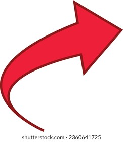 Icono de dirección delineado con flecha roja sobre un fondo blanco. diseño plano. Mejor símbolo para tu medio social, diseño de sitios web, aplicación, diseño de logotipos,