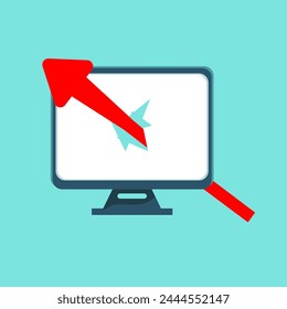 A red arrow pierces through the computer screen.