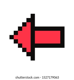 Red arrow. Pixel art. Retro game style. Vector illustration.