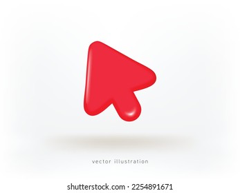 Red arrow point icon. Realistic 3d design In plastic cartoon style. Computer mouse icon isolated background.