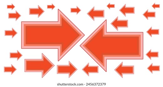 Red Arrow pointer direction to right and left side way isolated on white background.