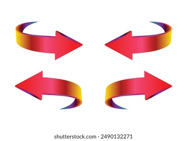 Red arrow pointer direction. Vector illustration isolated on white background.