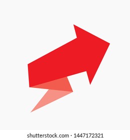 Red Arrow (pointer) In The Form Of A Zig Zag Pointing Up.