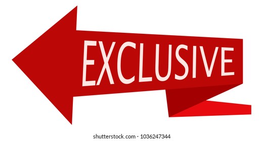 red arrow pointer with text exclusive, vector marketing exclusive banner to improve sales and promote your product or offer
