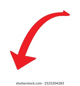 Red Arrow Pointing Downwards on a White Background