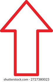 Red arrow pointing up icon for direction or navigation purposes online house shaped