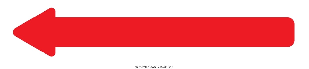 Flecha roja a la izquierda. Signo de puntero de flecha larga. Horizontal recto largo icono de flecha aislado. 11:11