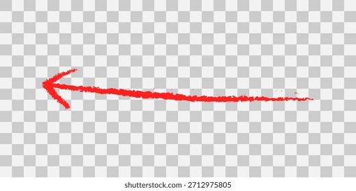 Red arrow pointing left on transparent background