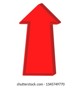 Red arrow pointing up on a white background.
