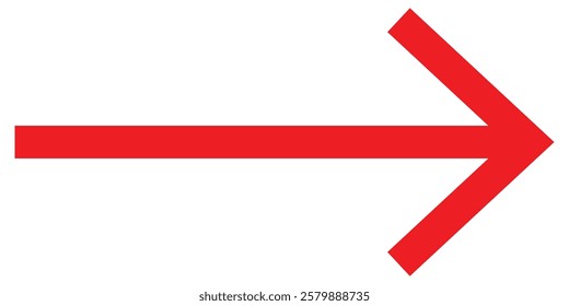 Red Arrow Pointing Right, Arrow Icon, Right Direction, Graphic Design. Straight Long Arrow Icon. Bold Long Arrow Icon.