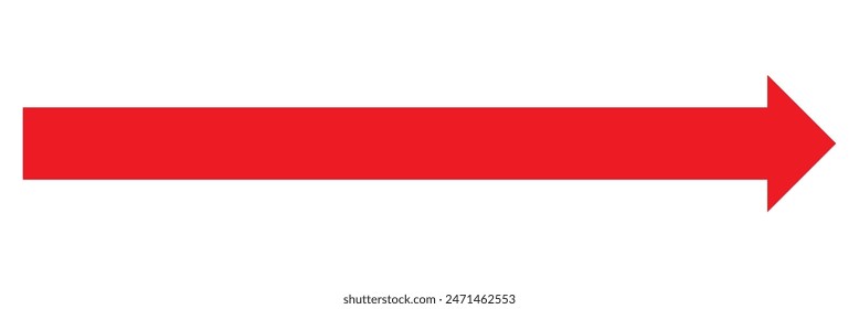 Flecha roja apuntando hacia la derecha. Vector de flecha larga aislado. Elemento de forma de flecha. 11:11