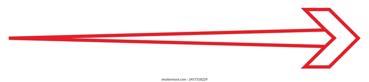 Red arrow pointing right. Arrow pointer sign. Horizontal straight long arrow icon isolated. 11:11