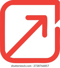 Flecha roja que apunta hacia arriba y hacia la derecha en un símbolo cuadrado