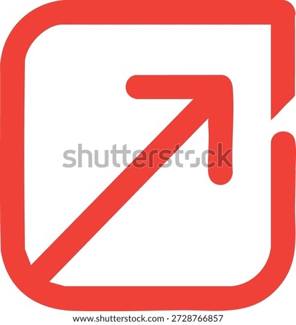 Red arrow pointing up and to the right in a square symbol