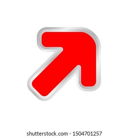 red arrow pointing to the right up, clip art red  arrow icon pointing for right up, 3d arrow symbol indicates red direction pointing to right up, illustrations arrow buttons right up isolated