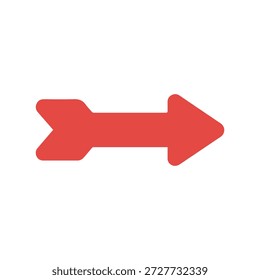 Flecha roja que apunta hacia la derecha con diseño minimalista limpio en blanco