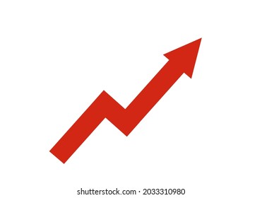 Red arrow pointing up. Growth graph. Business analytics. 