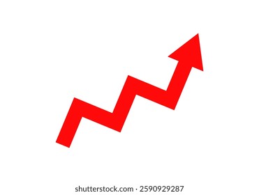 Red arrow pointing upwards, symbolizing growth, progress, and positive trend in data.