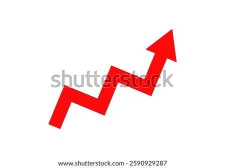 Red arrow pointing upwards, symbolizing growth, progress, and positive trend in data.