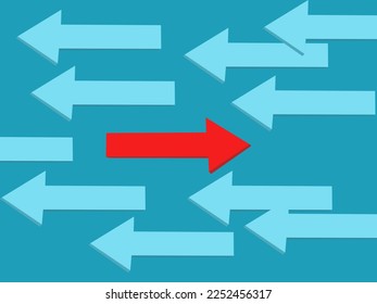 red arrow points in a unique direction. Dare to do the opposite of many people