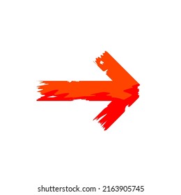 Red arrow with ragged edges. Direction indicator in grunge style.