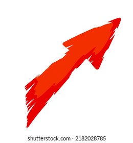 Red arrow with ragged edges. Direction indicator in grunge style.