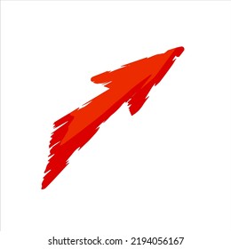 Red arrow with ragged edges. Direction indicator in grunge style.