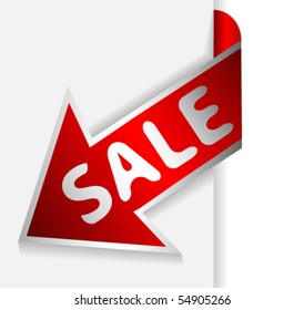 Red arrow or ribbon with text sale