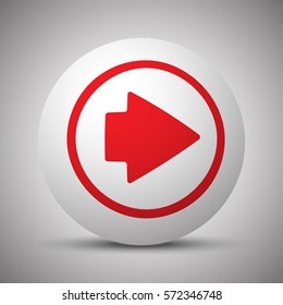 Red Arrow Right icon on white sphere