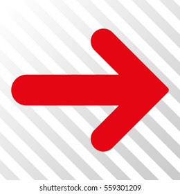 Red Arrow Right toolbar icon. Vector pictograph style is a flat symbol on diagonal hatch transparent background.