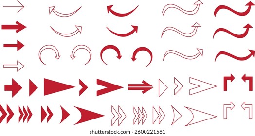 Red Arrow Set on transparent bg