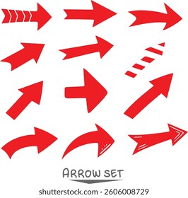  red arrow set on white background eps