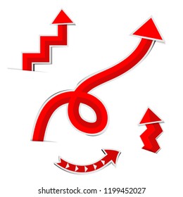 Red Arrow With Shadow on white background