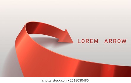 Flecha roja con sombra sobre fondo blanco